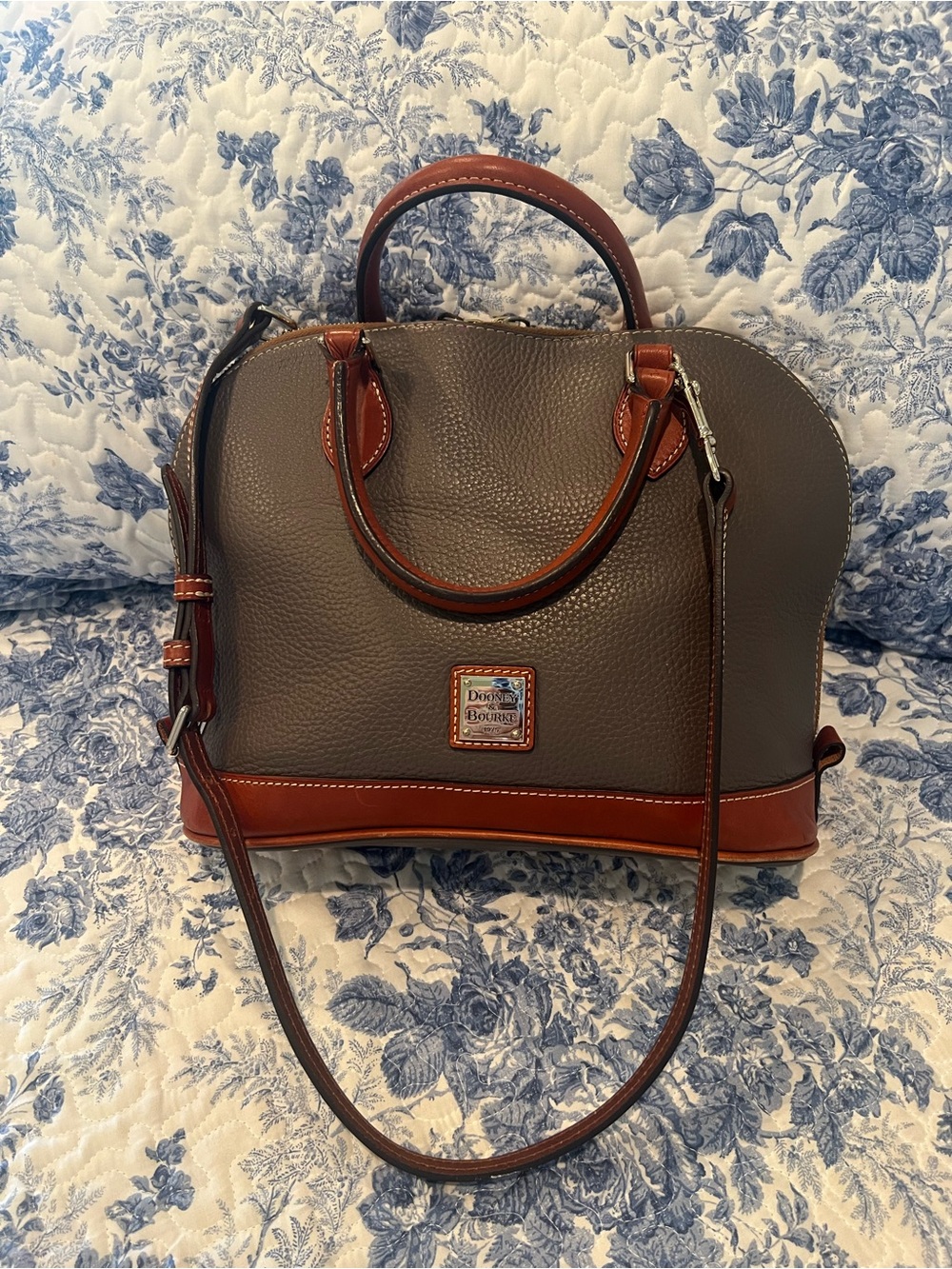 Dooney & Bourke Pebble Leather Satchel - Gray/brown Brand New